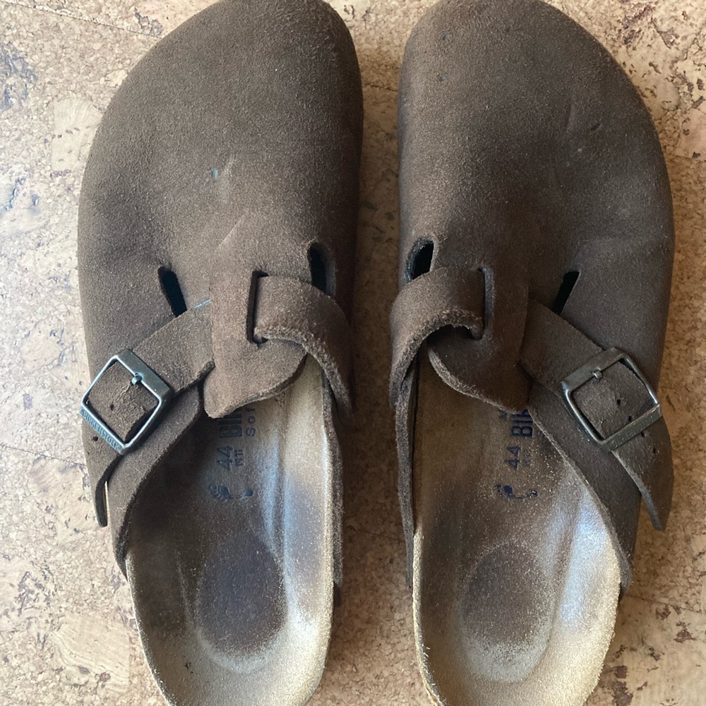 Birkenstock Boston 44 11M Mocha Brown Suede Clogs